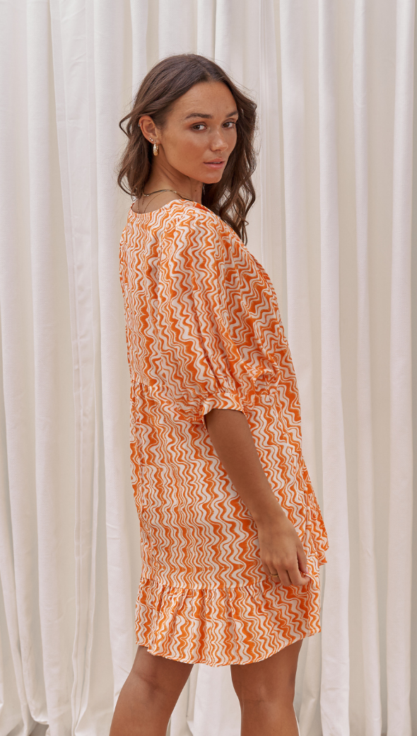 MICHELLE DRESS - ORANGE PRINT