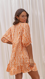 MICHELLE DRESS - ORANGE PRINT