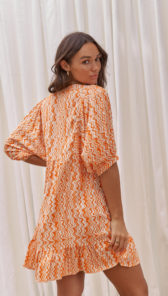 MICHELLE DRESS - ORANGE PRINT