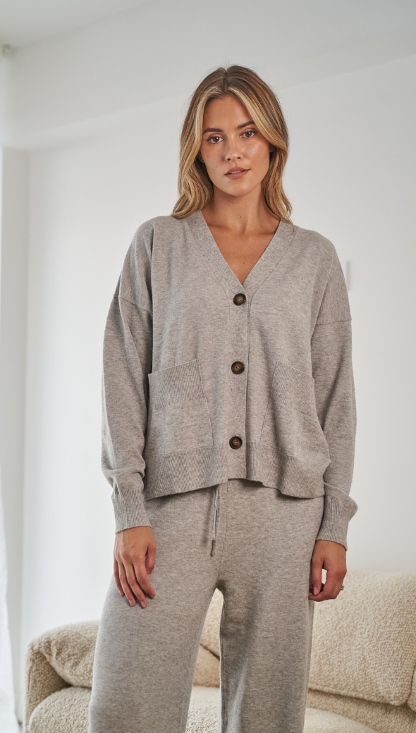 MAYENNE CARDIGAN - GREY MELANGE