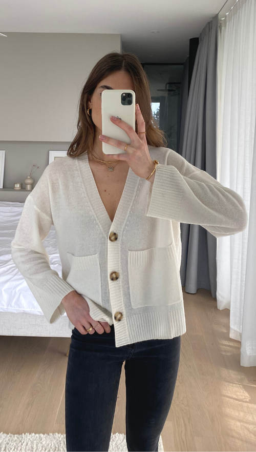 CATHRINE CASHMERE CARDIGAN - IVORY