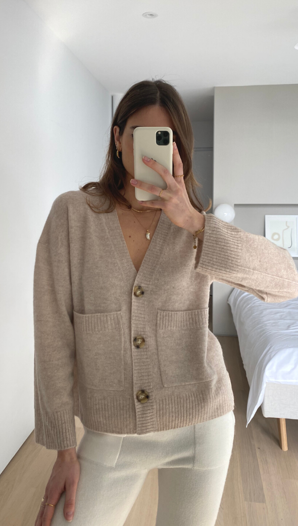 CATHRINE CASHMERE CARDIGAN - OATMEAL