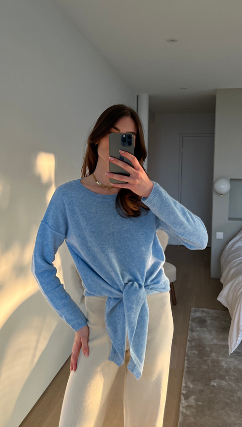 CHRISTA CASHMERE SWEATER - SKY