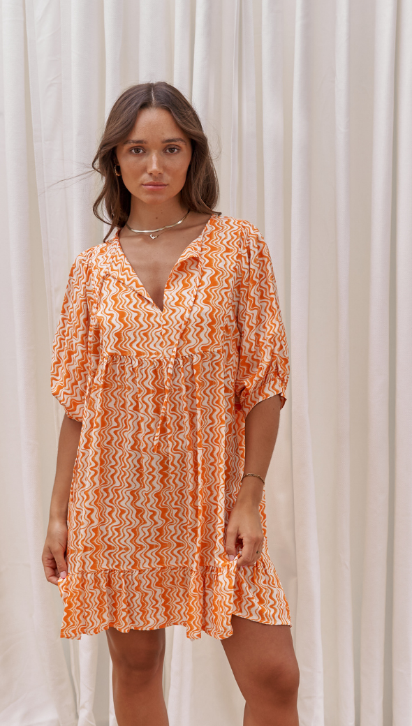 MICHELLE DRESS - ORANGE PRINT