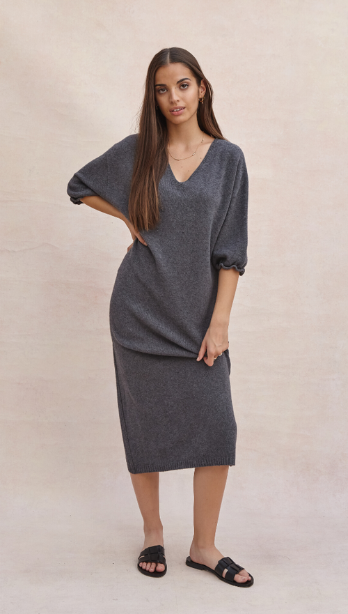 MARLIE KNIT DRESS - ANTHRACITE