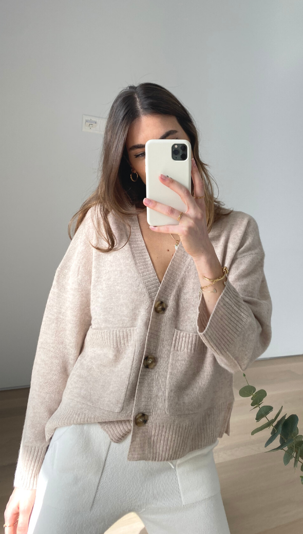 CATHRINE CASHMERE CARDIGAN - OATMEAL