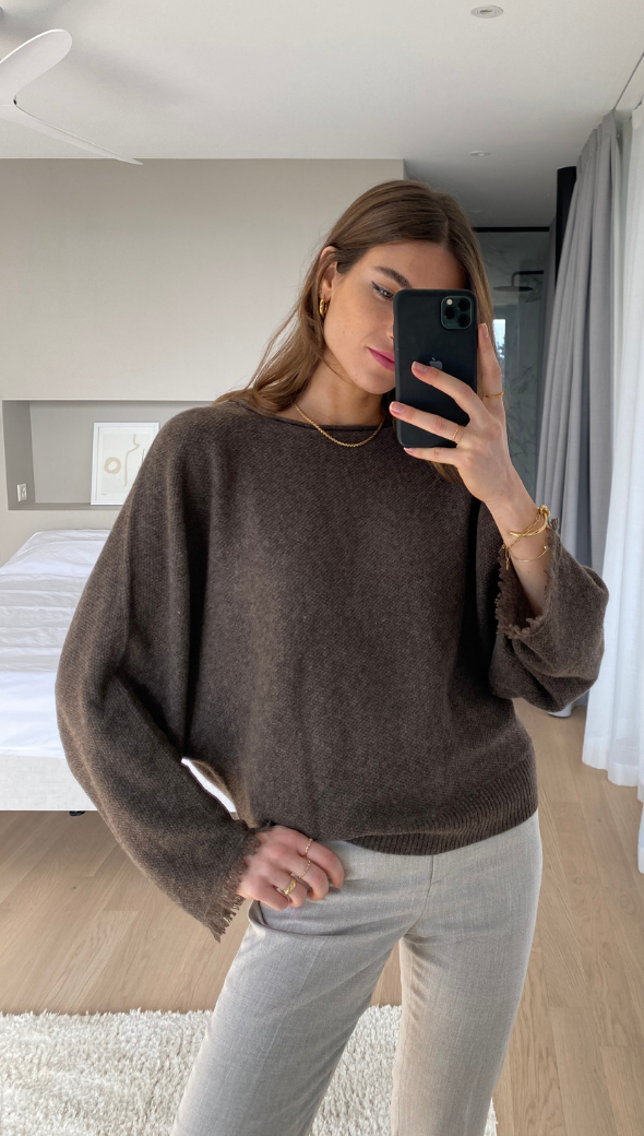 CHERISH CASHMERE SWEATER - BARK