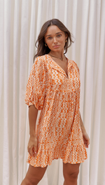 MICHELLE DRESS - ORANGE PRINT