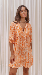 MICHELLE DRESS - ORANGE PRINT