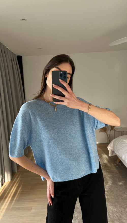 CAMILLE CASHMERE SWEATER - SKY