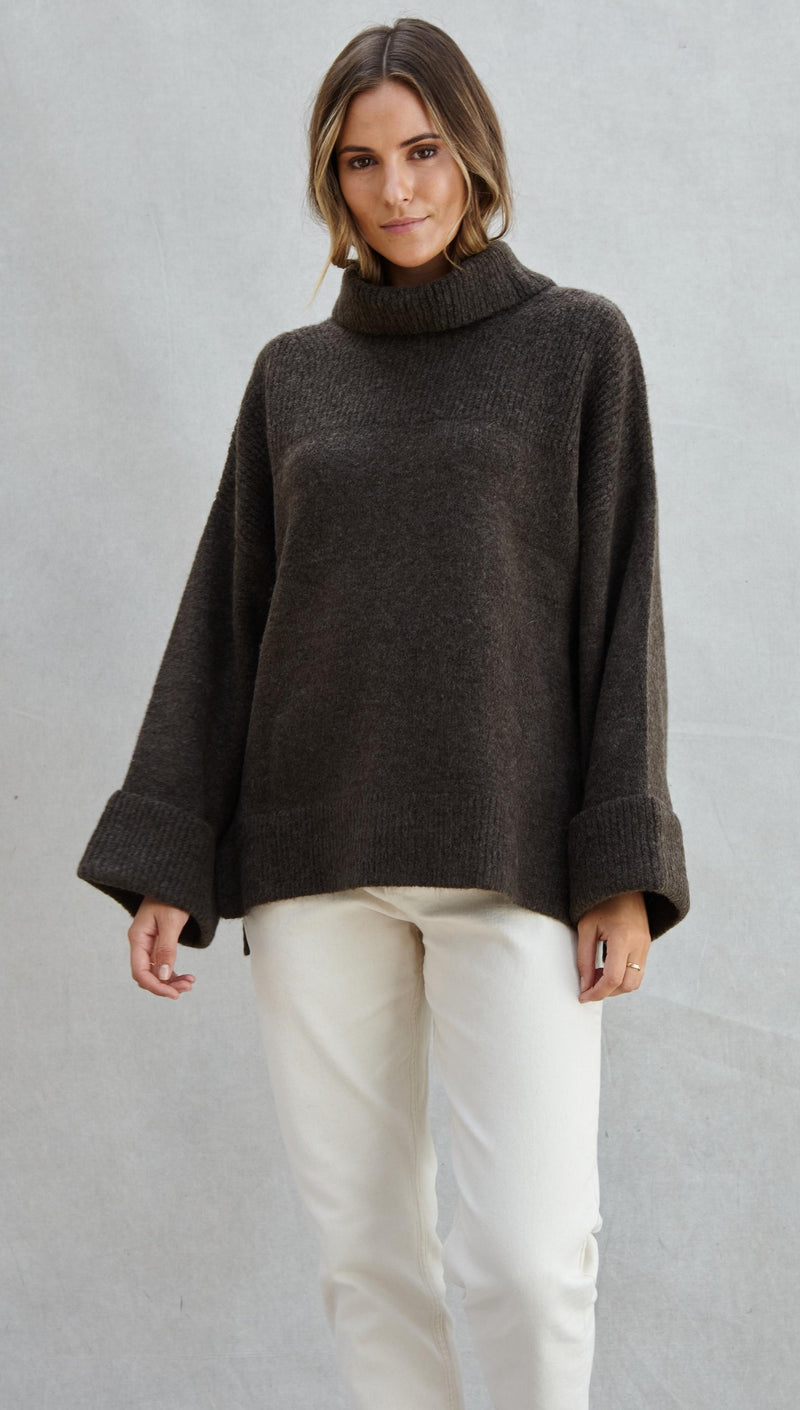 VANESSA SWEATER - DARK ESPRESSO MELANGE