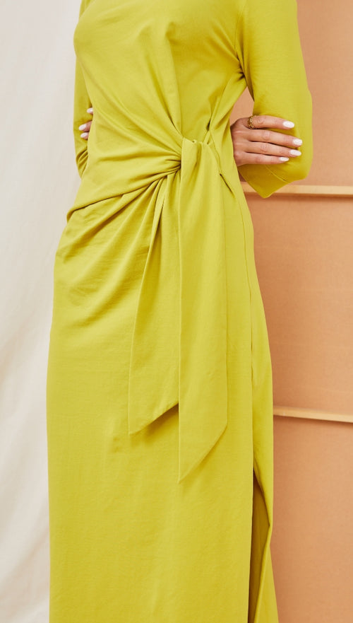 CHLOE KNOT DRESS - LIME