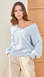 PETRA V-NECK SWEATER - SKY