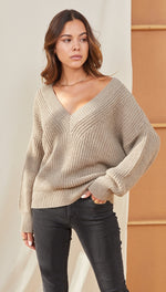 PETRA V-NECK SWEATER - TAUPE