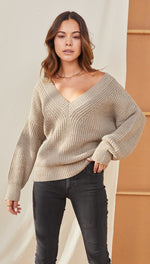 PETRA V-NECK SWEATER - TAUPE