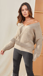 PETRA V-NECK SWEATER - TAUPE